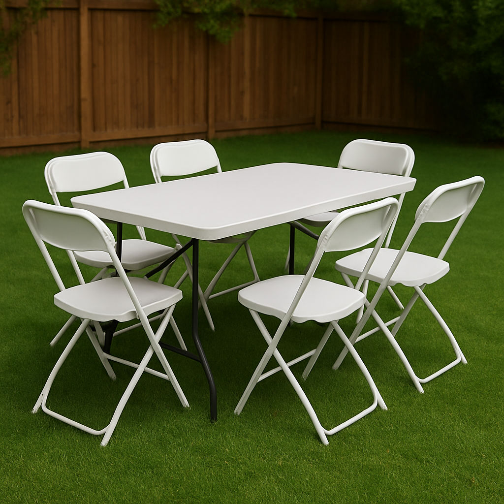 Event chairs arranged around a table